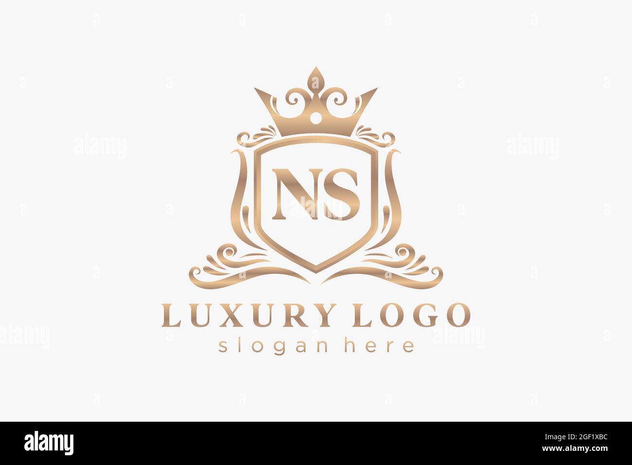 Modello con logo NS Letter Royal Luxury in Vector Art per ristoranti, Royalty, Boutique, caffè, hotel, Araldica, Gioielli, Moda e altri vettori illustratore Illustrazione Vettoriale
