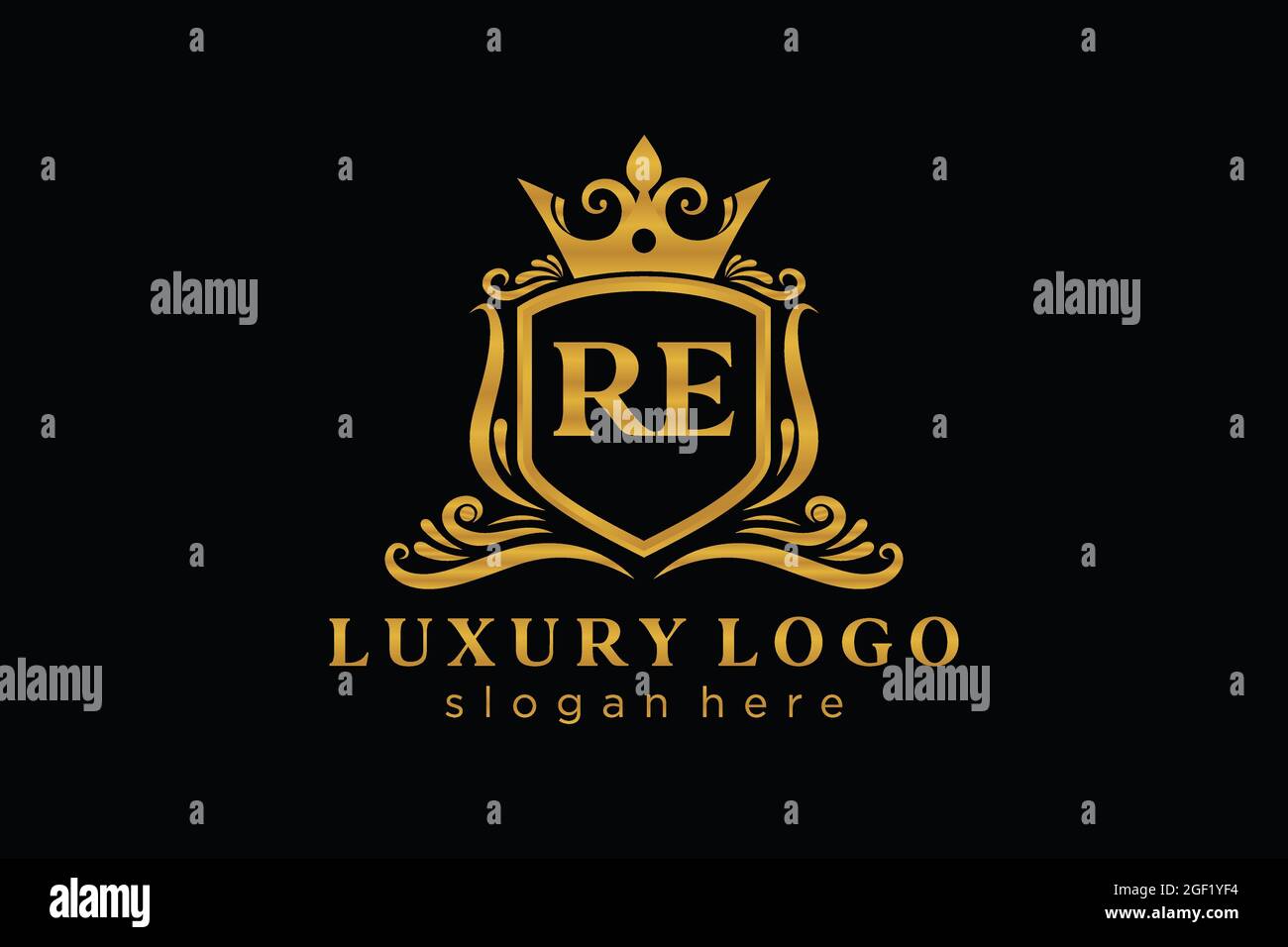 RE Letter Royal Luxury Logo modello in arte vettoriale per Ristorante, Royalty, Boutique, Cafe, Hotel, Araldica, Gioielli, Moda e altri vettori illustratore Illustrazione Vettoriale