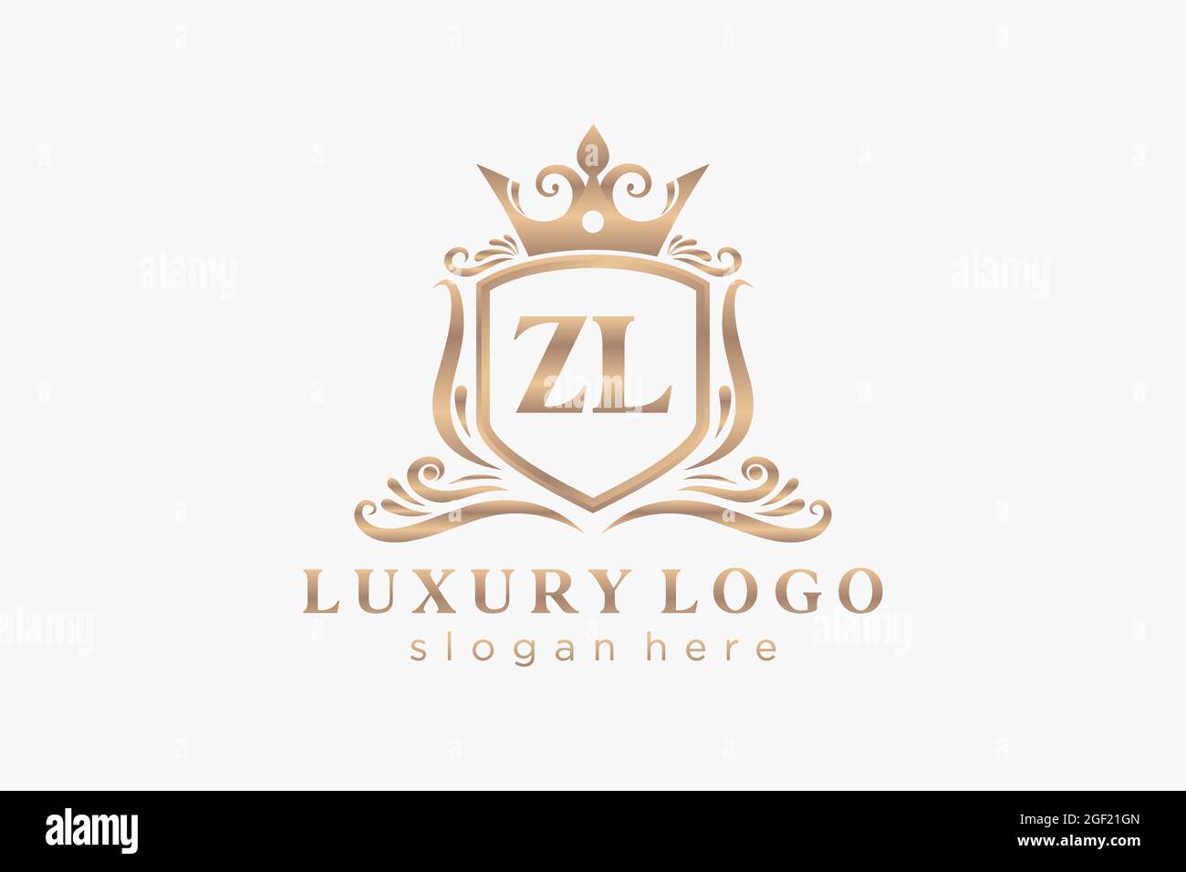 Modello ZL Letter Royal Luxury Logo in Vector Art per ristoranti, Royalty, Boutique, Cafe, Hotel, Araldica, Gioielli, Moda e altri vettori illustratore Illustrazione Vettoriale