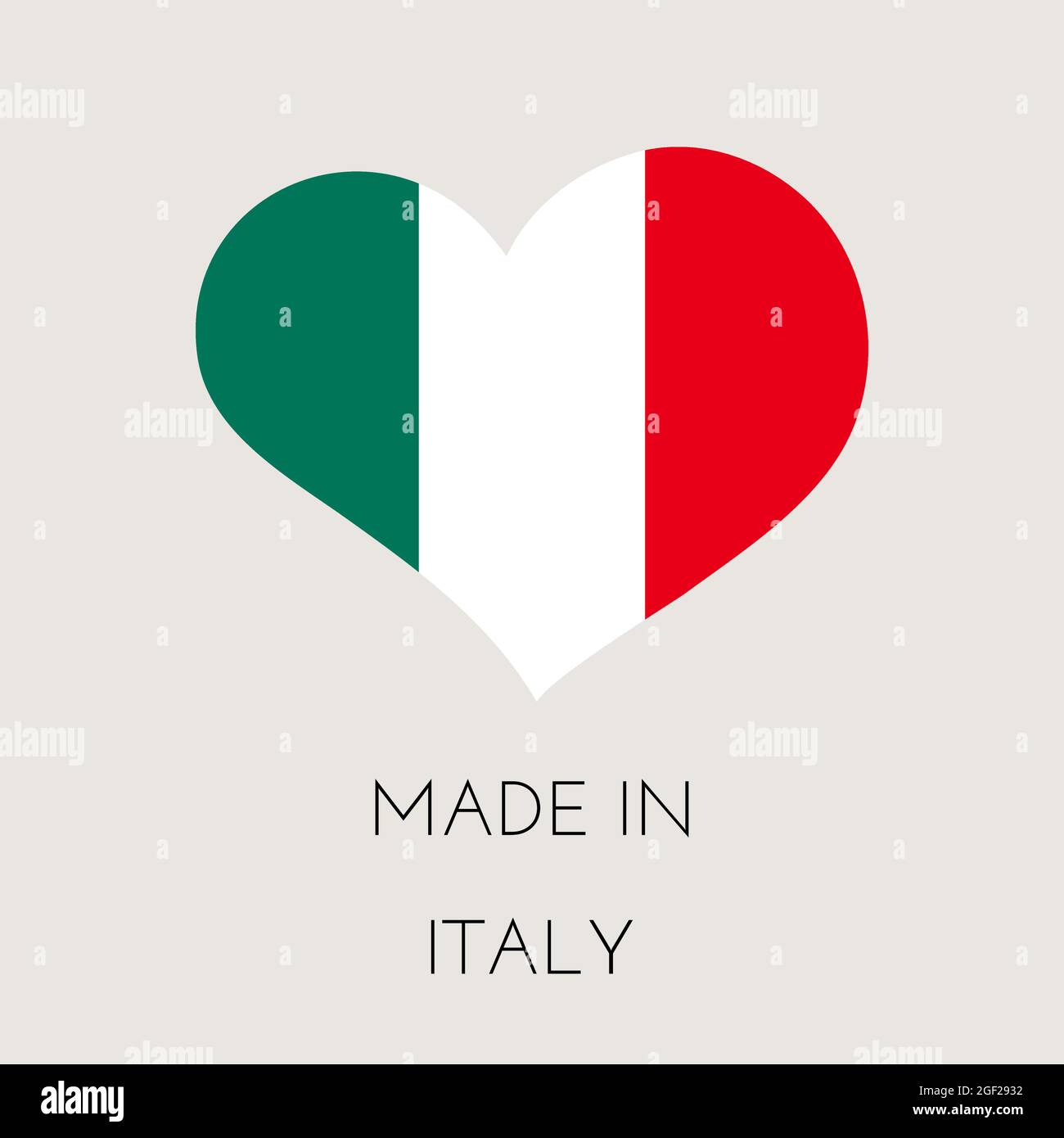 Etichetta a forma di cuore con bandiera italiana. Adesivo Made in Italy.  Concetto di fabbrica, produzione e paese di produzione. Illustrazione dello  stock vettoriale Immagine e Vettoriale - Alamy