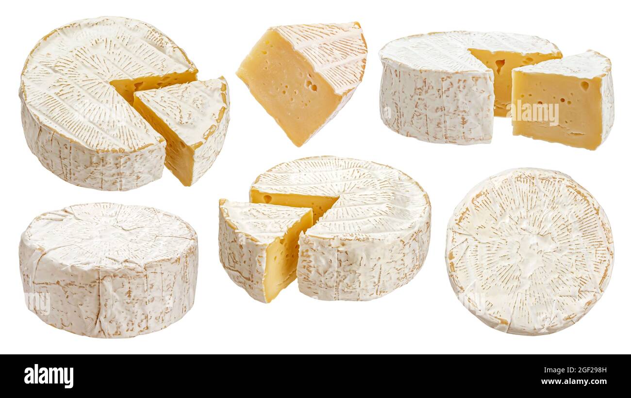 Formaggio Camembert isolati su sfondo bianco Foto Stock