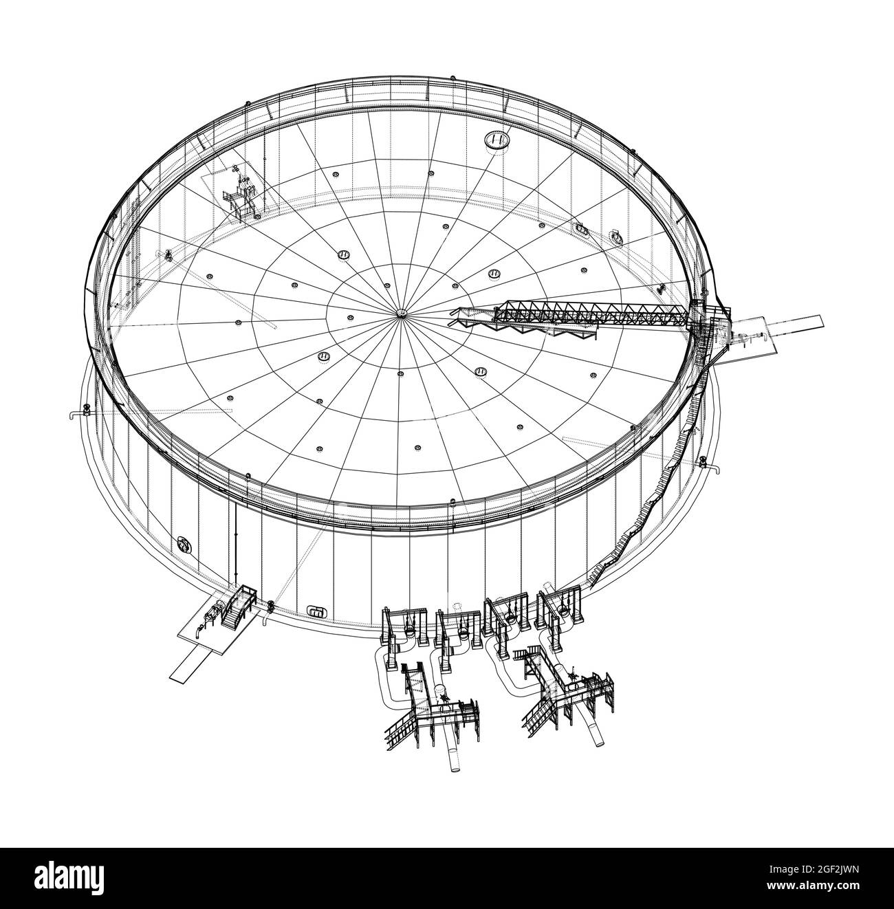 Serbatoio dell'olio grande con tetto flottante. Vettore Illustrazione Vettoriale