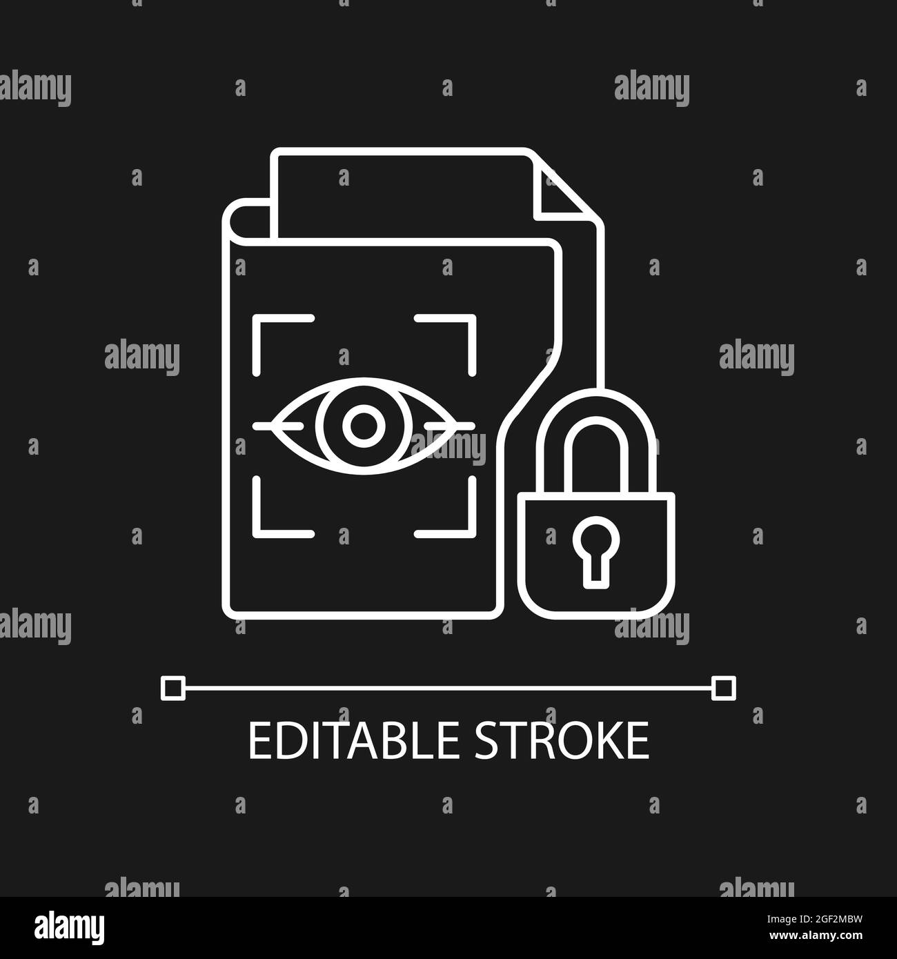 Icona lineare bianca per i dati biometrici protetti per il tema scuro Illustrazione Vettoriale