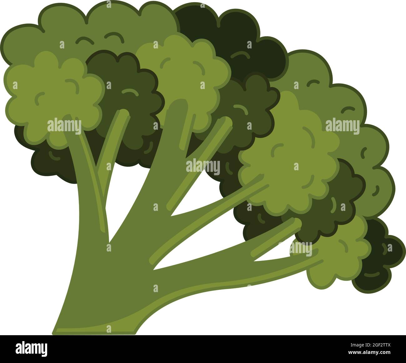 Icona dei broccoli in stile piatto e disegnato a mano, isolato su sfondo bianco. Illustrazione vettoriale. Illustrazione Vettoriale
