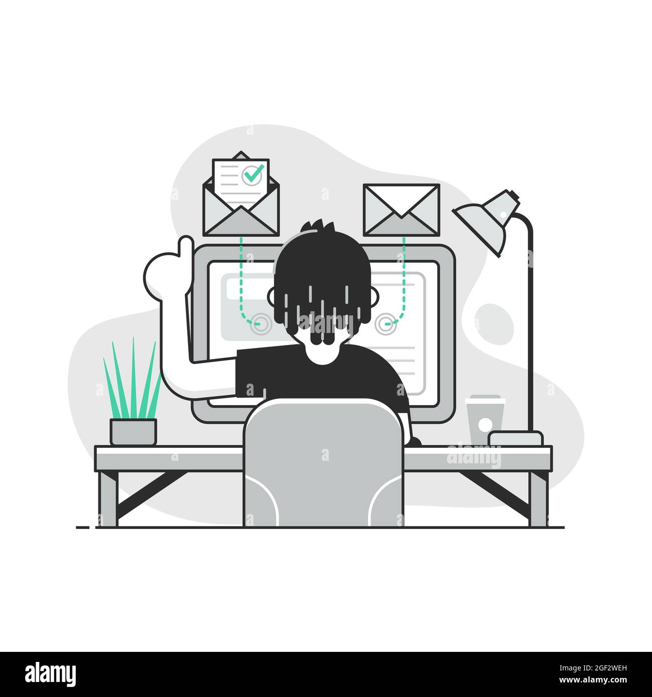 Freelance al concetto di spazio di lavoro Open Email Illustrazione Vettoriale