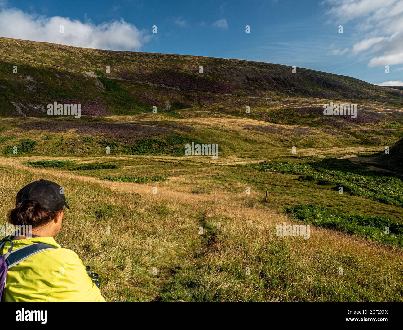 Valle di Langden, Foresta di Bowland Regno Unito, Notizie meteo. 23 agosto 2021. Un inizio caldo e soleggiato oggi, con patch di nuvola che iniziano a costruire. copyright Credit: gary telford/Alamy Live News Foto Stock