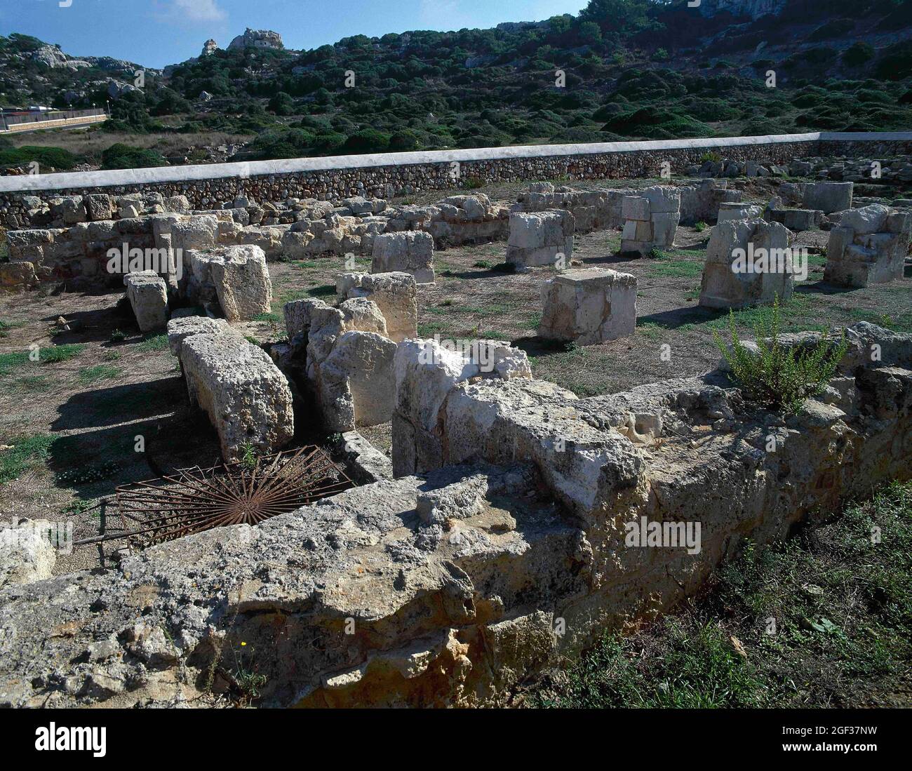 Spagna, Isole Baleari, Minorca, Alaior. Basilica Paleocristiana di Son Bou. Cronologicamente situato tra il 5 ° e 6 ° secolo. Archeologico Foto Stock