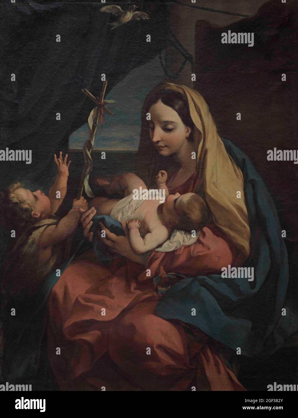 Carlo Maratta (1625-1713). Pittore barocco italiano. Madonna col Bambino con San Giovanni. Olio su tela. La Madonna seduto tiene Gesù Bambino in lui Foto Stock