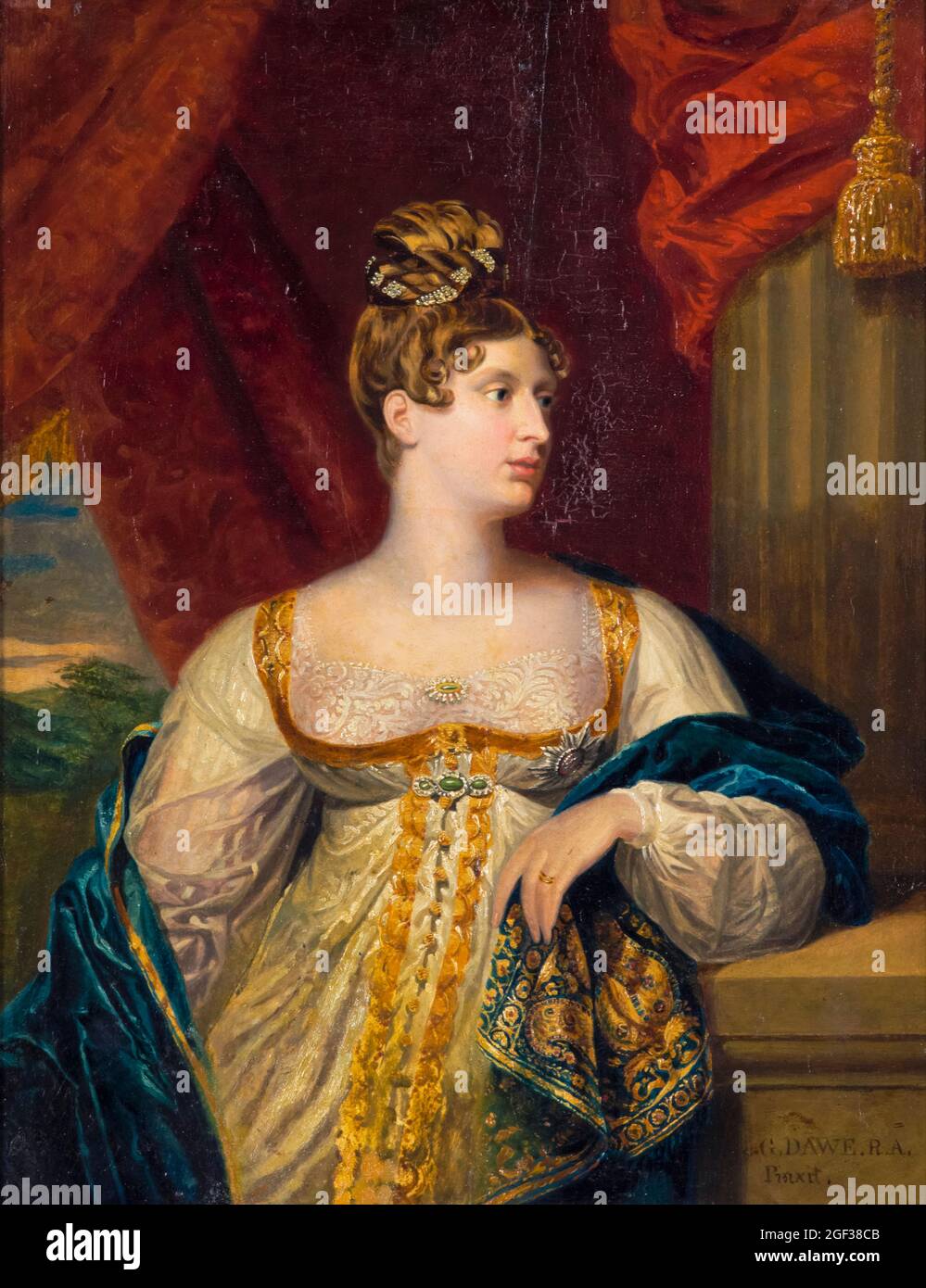 Principessa Charlotte Augusta del Galles (1796-1817), ritratto dipinto da George Dawe, circa 1817 Foto Stock