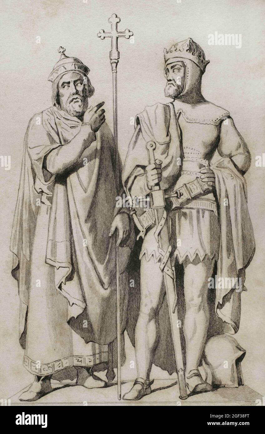 Mieszko i della Polonia (935-992). Principe Piast o duca di Polonia da c.963. Boleslaw i il Brave (967-1025). Era figlio di Mieszko I. Duca di Polonia Foto Stock