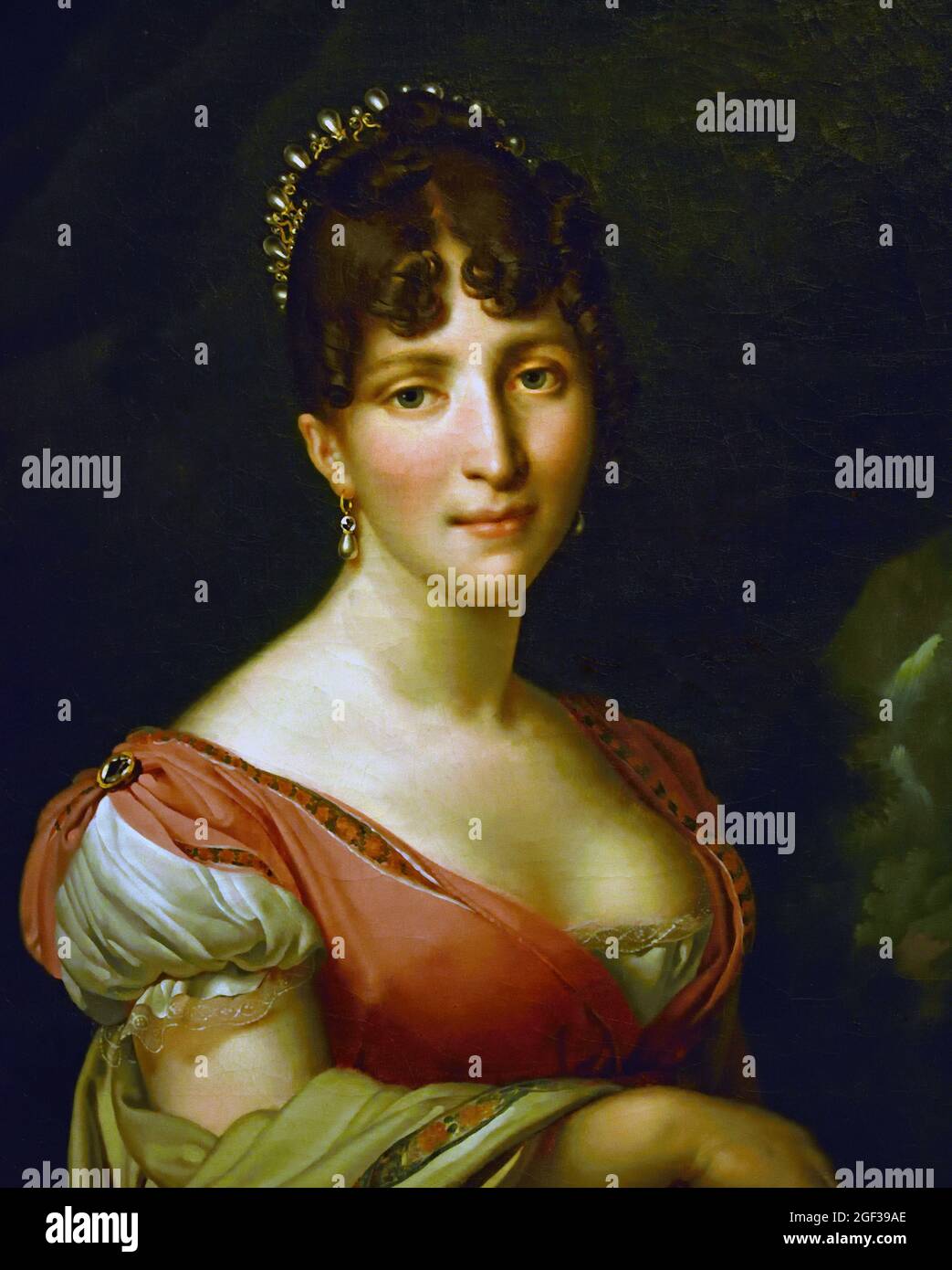 Hortense de Beauharnais, Regina d'Olanda, Anne-Louis Girodet-Trioson, 1805 - 1809 olandese, Paesi Bassi. Olio su tela, 60 x 49. Hortense era la figliastra dell'imperatore Napoleone. Attraverso il suo matrimonio con il fratello di Napoleone, Lodewijk Napoleone, divenne Regina d'Olanda nel 1806. Il matrimonio non ebbe successo e Hortense pensò che l'Olanda fosse un paese freddo e cupo. Preferì vivere con i suoi figli a Parigi, a corte. Foto Stock