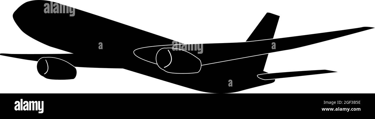 simbolo dell'aeroplano, illustrazione vettoriale del pittogramma del getto passeggero grande Illustrazione Vettoriale