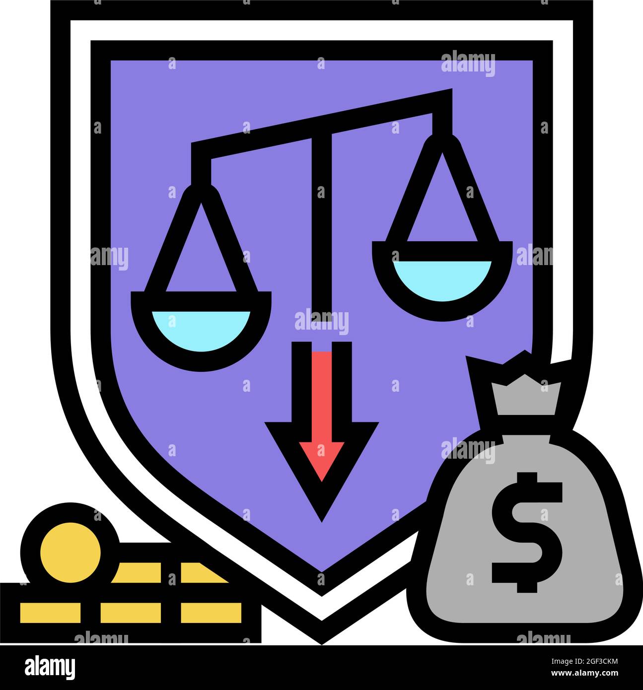 diseguaglianza problema sociale icona a colori illustrazione vettoriale Illustrazione Vettoriale