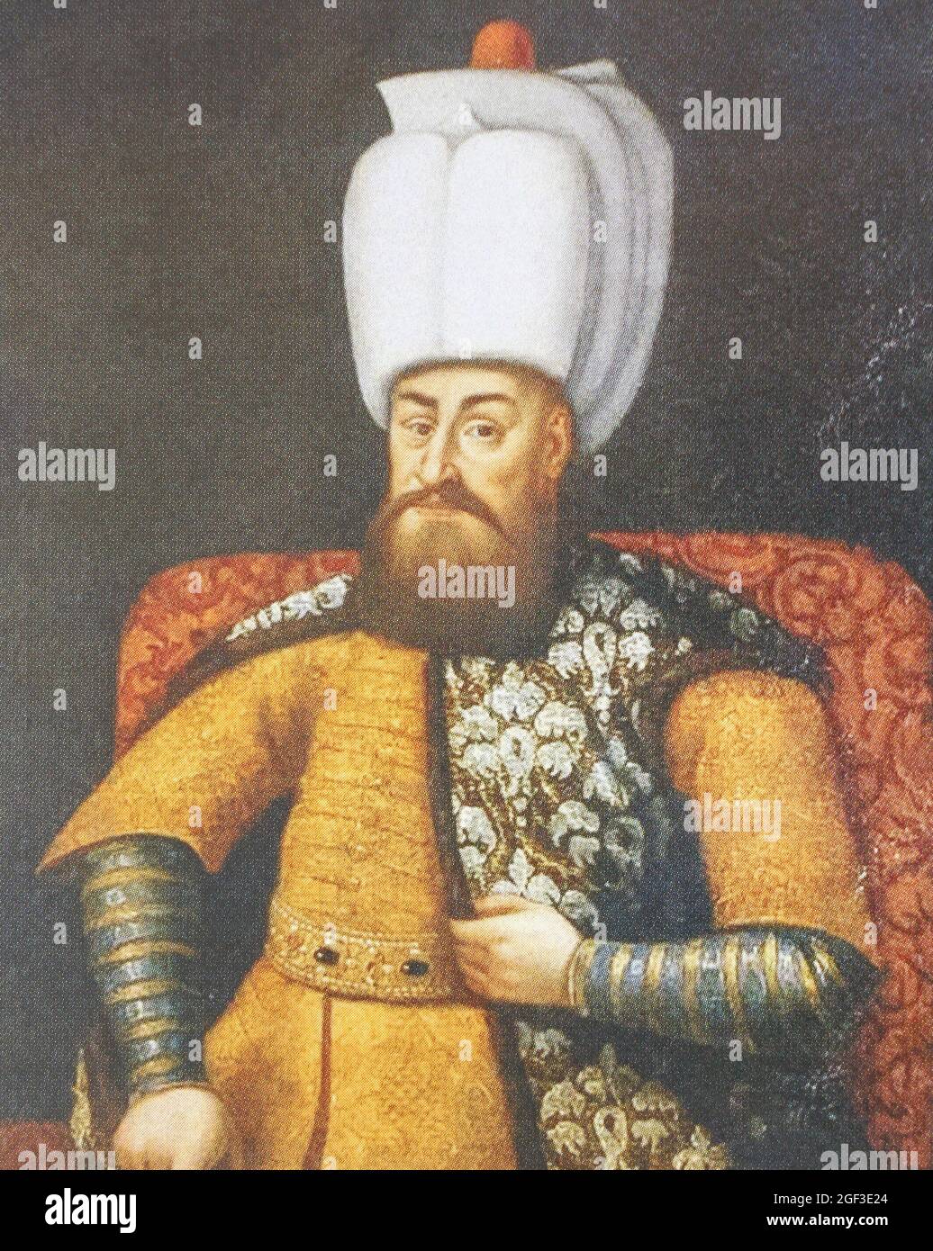Sultano dell'Impero Ottomano Murad Khan III Miniatura turca. Foto Stock
