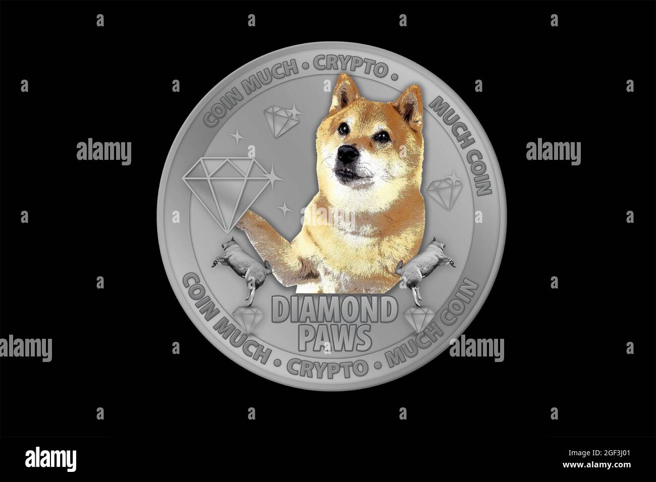 shiba inu, shib, moneta doge cripto valuta, diamante mani tema Foto Stock