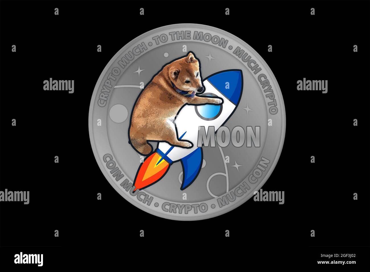shiba inu, shib, moneta del doge cripto valuta, al tema della luna Foto Stock