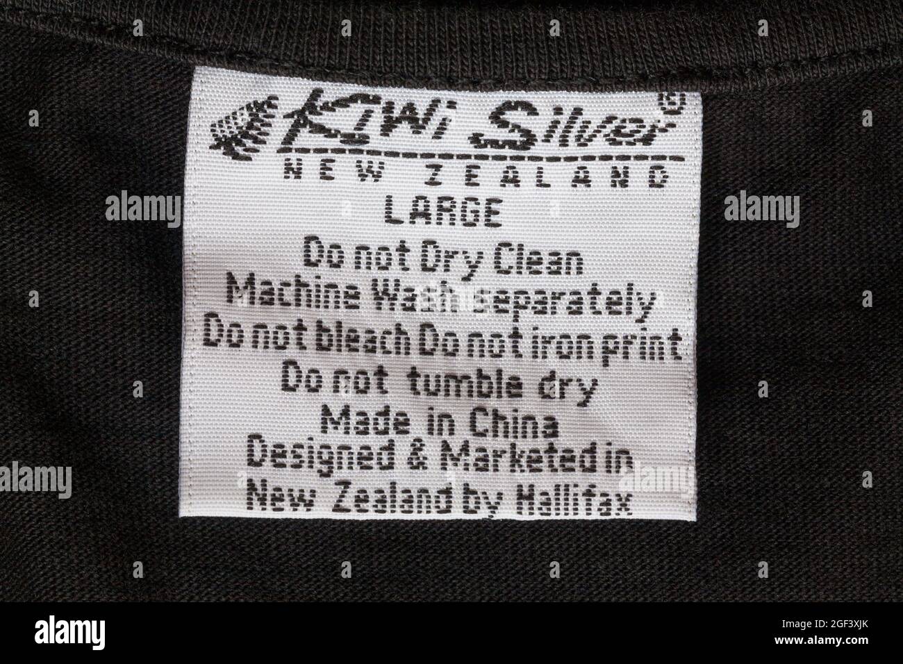 Etichetta in Kiwi Silver Nuova Zelanda maglietta da donna made in China Foto Stock