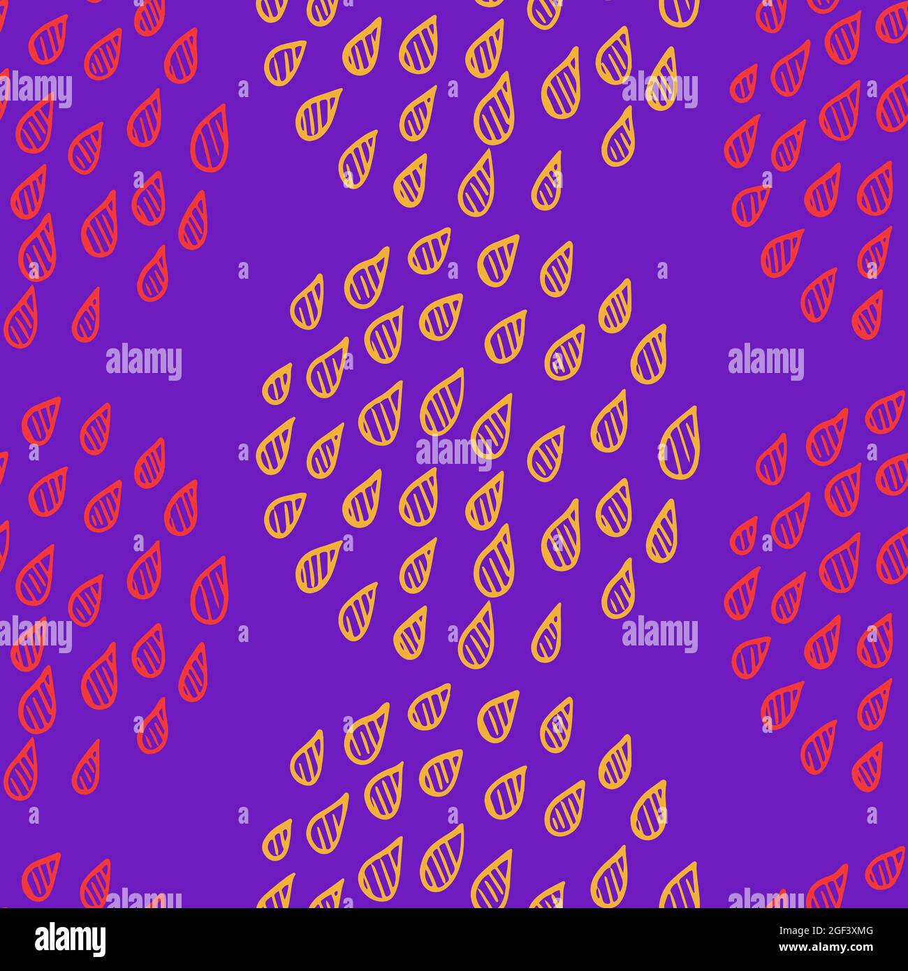 Astratto pattern psichedelico senza giunture con gocce poste in cerchi. Colori viola e rosa brillanti, primavera estate moda sfondo trendy. Ovali e. Illustrazione Vettoriale