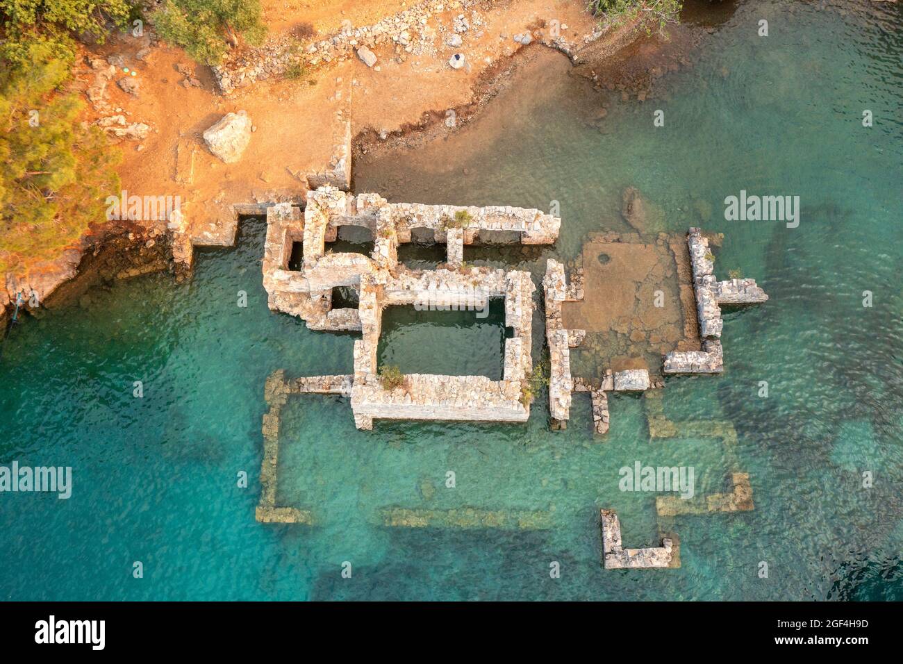 Vista aerea della baia di Gocek e del bagno turco Cleapora Foto Stock
