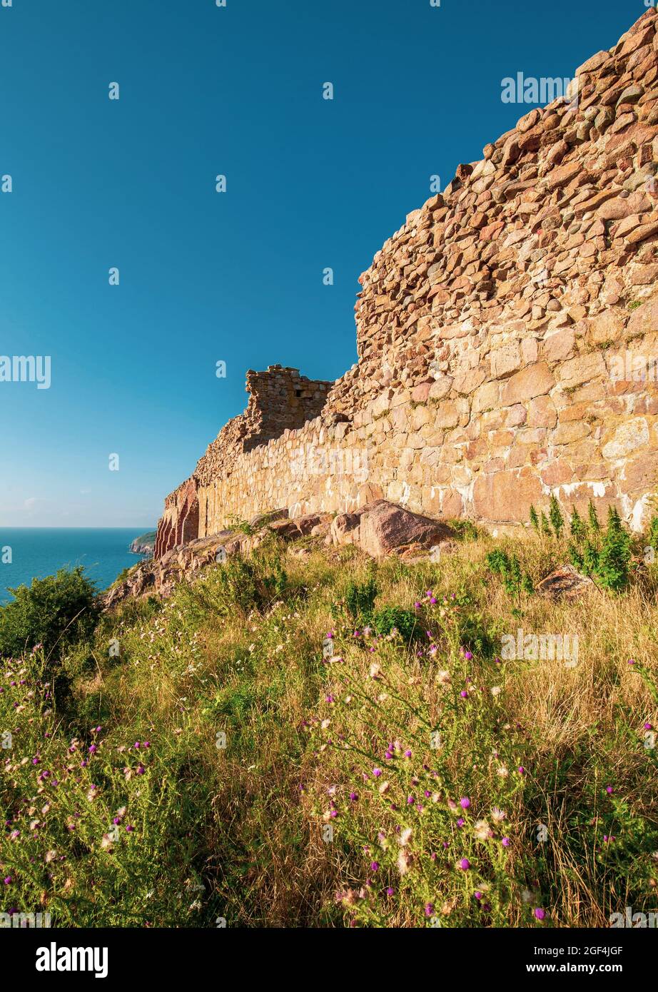 Rovine di Hammershus Castello di Bornholm, Danimarca Foto Stock