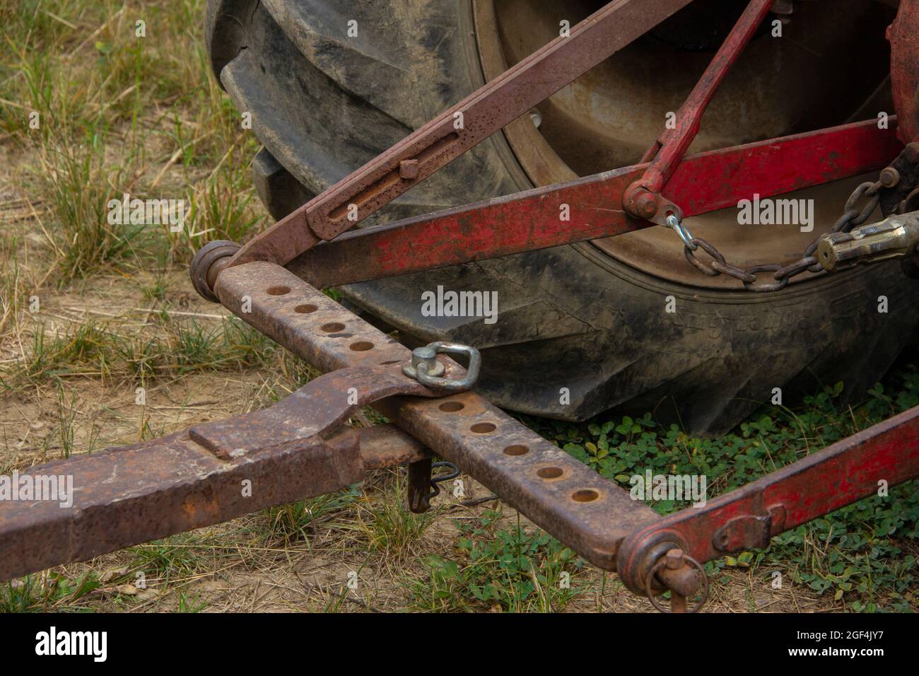 primo piano dell'attacco del trattore Foto Stock