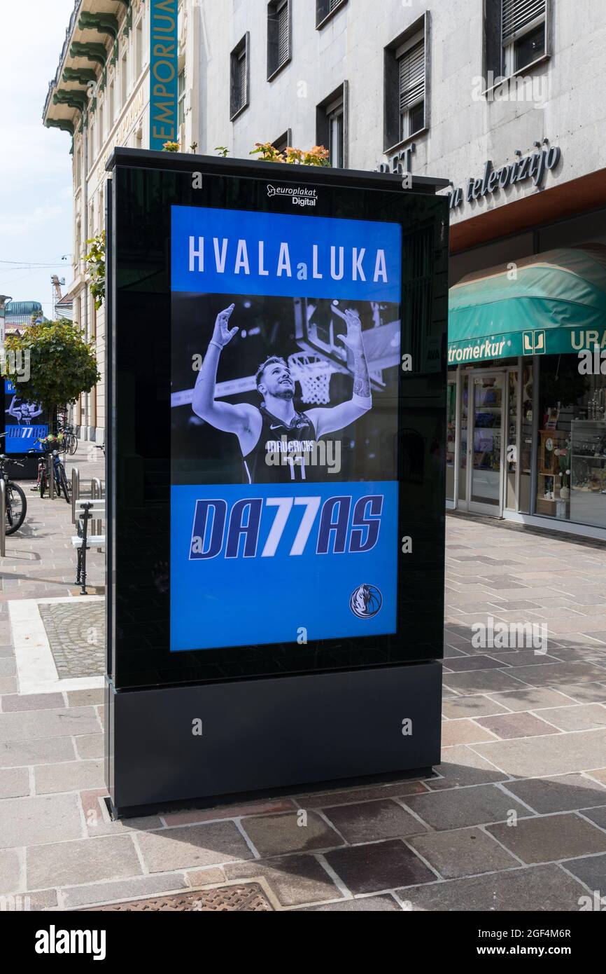 Billboard professionista sloveno di basket Luka Doncic - Lubiana, Slovenia Foto Stock