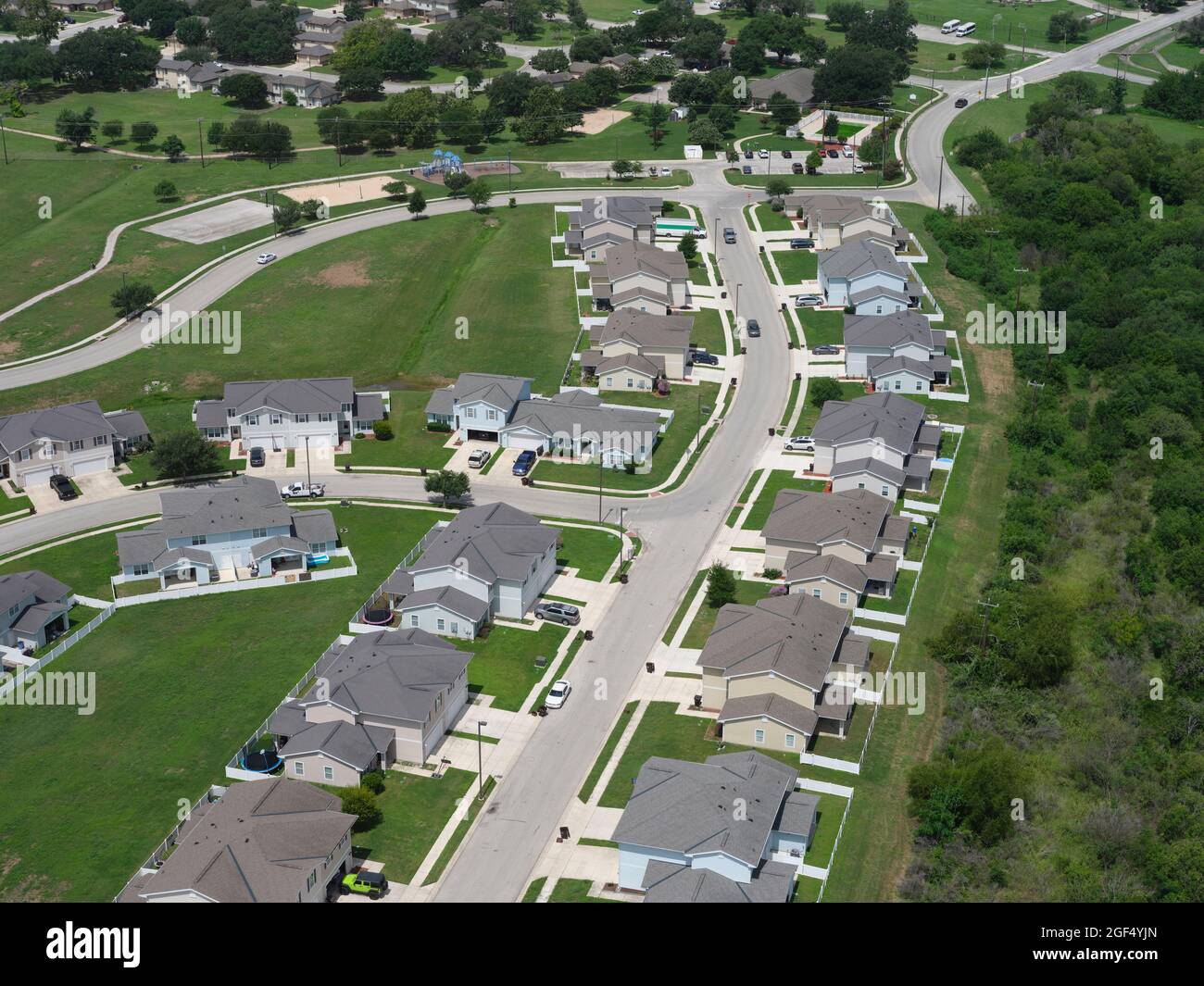 USA, Texas, San Antonio, veduta aerea delle case suburbane in estate Foto Stock