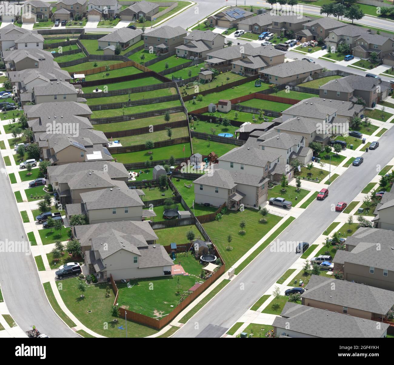 USA, Texas, San Antonio, veduta aerea delle case suburbane in estate Foto Stock