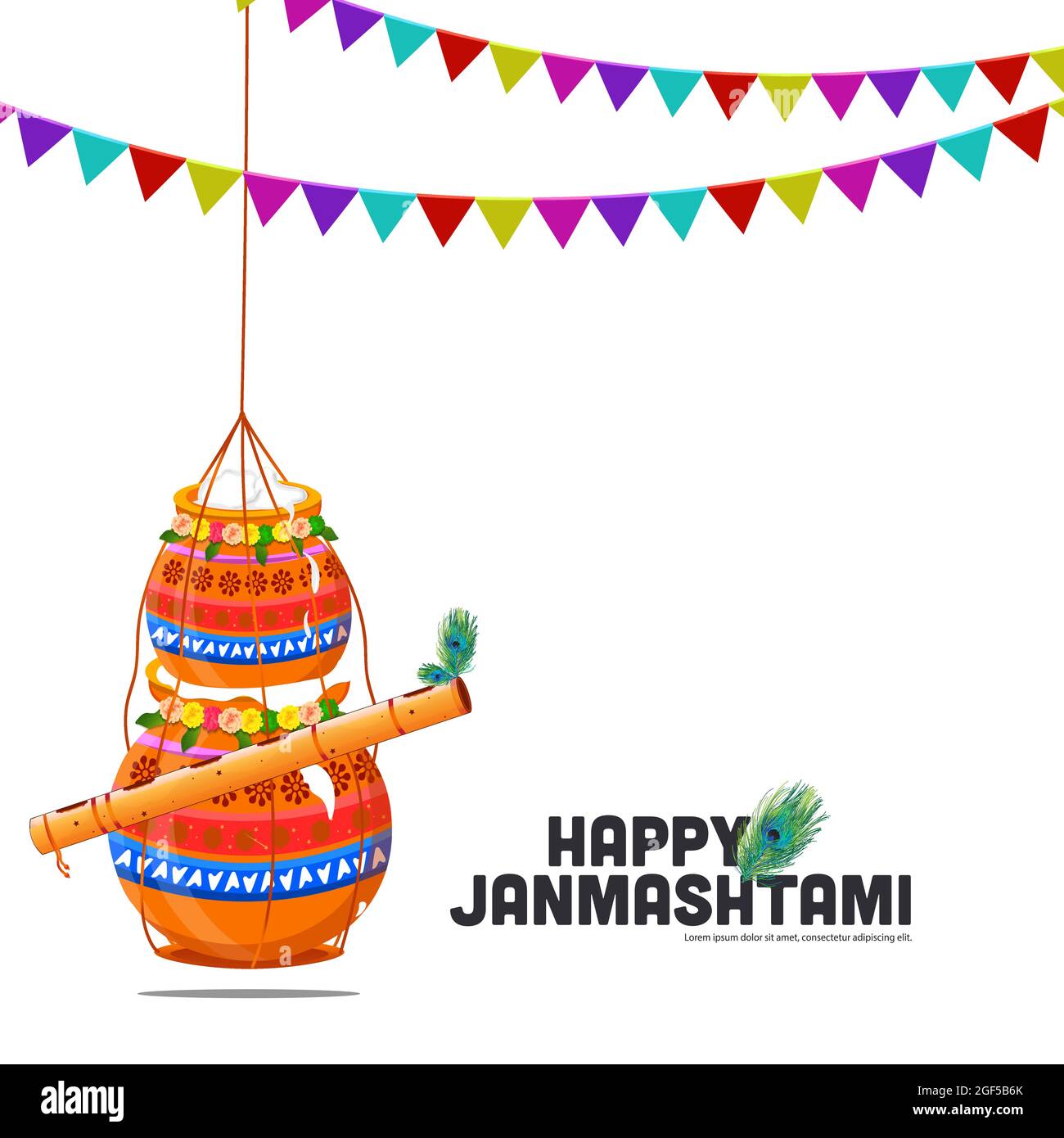 Illustrazione degli sfondi del banner di celebrazione, poster di carte per Lord Krishna in Happy Janmashtami festival dell'India, Shri Krishan Janmashtami Illustrazione Vettoriale