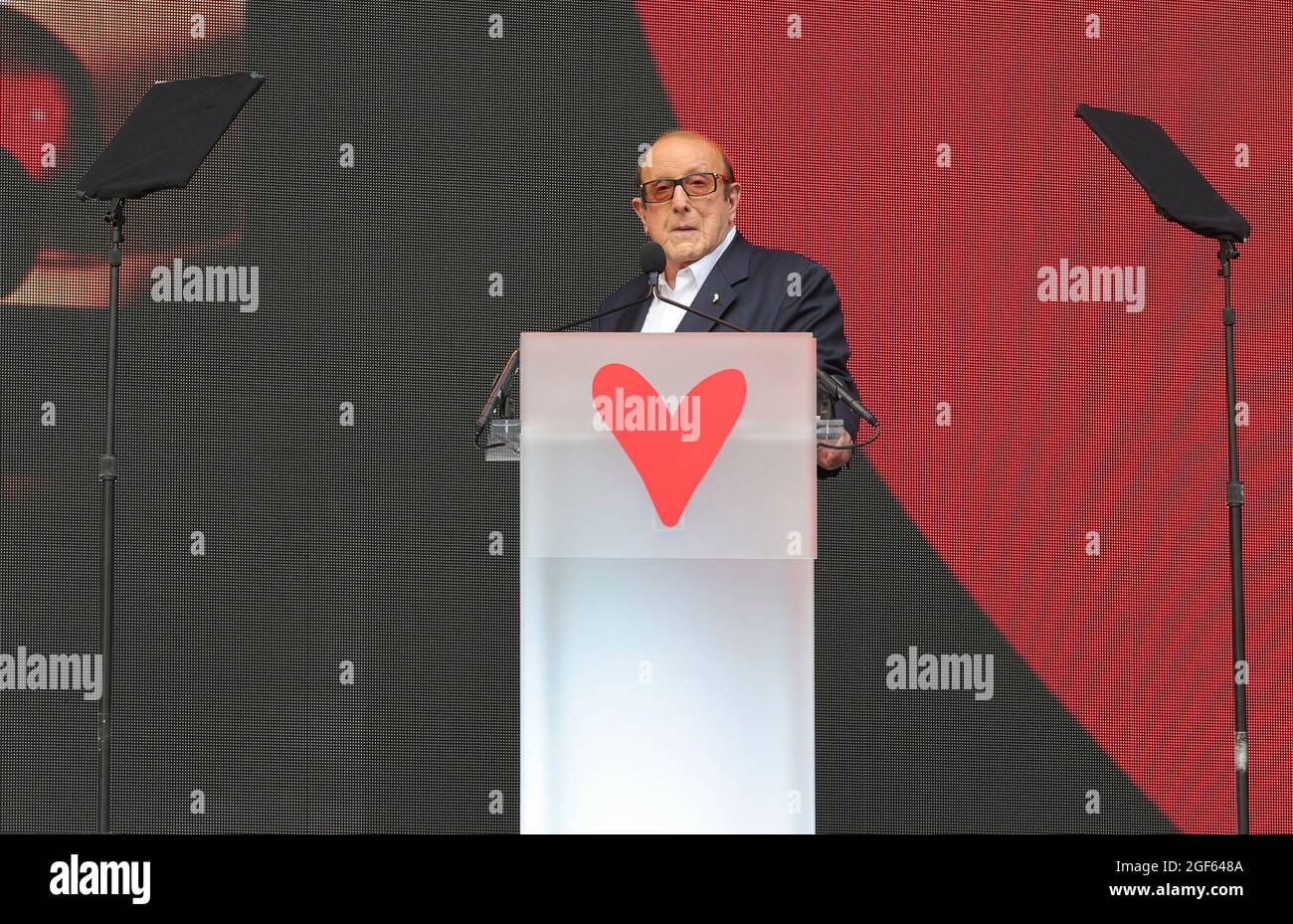 Central Park, New York, USA, 21 agosto 2021 - Clive Davis durante il concerto di NYC Homecoming al Great Lawn in Central Park il 21 agosto. Foto: Luiz Rampelotto/EuropaNewswire PHOTO CREDIT OBBLIGATORIO. Foto Stock