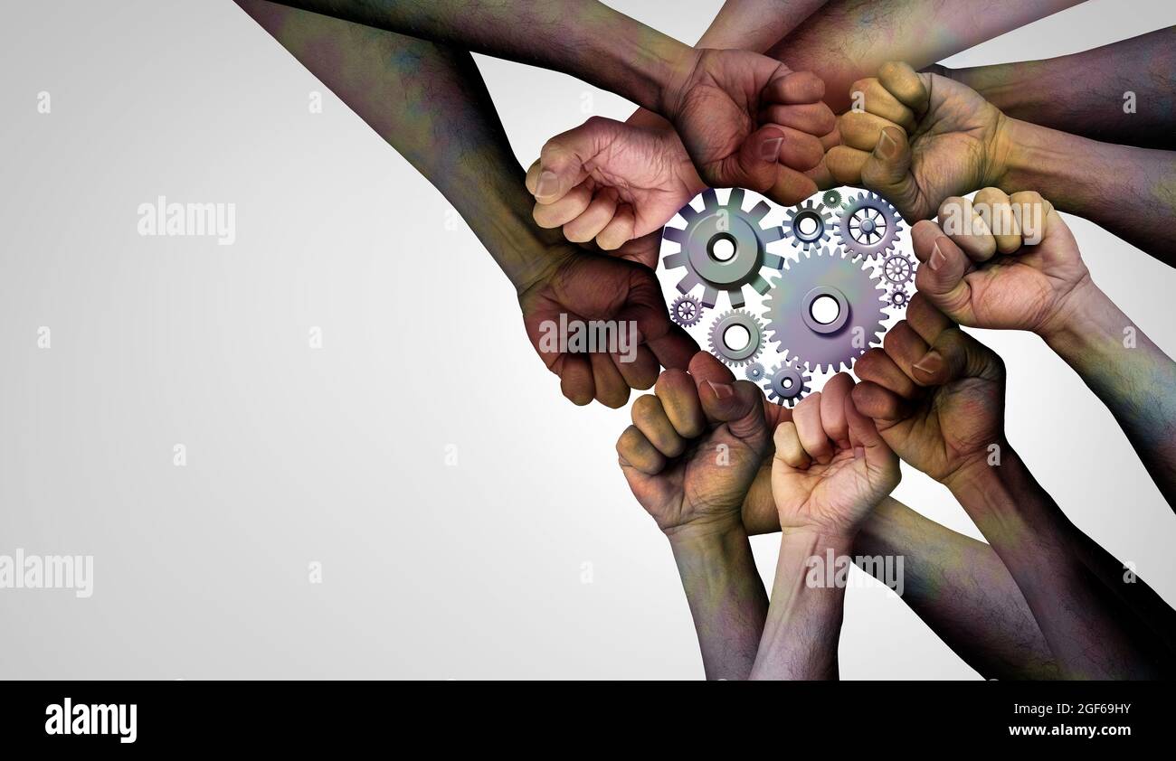 Festa dell'amore e del lavoro Celebrazione dei lavoratori per lavoratori e lavoratori e diritti sindacali per il concetto e la diversità dei lavoratori. Foto Stock