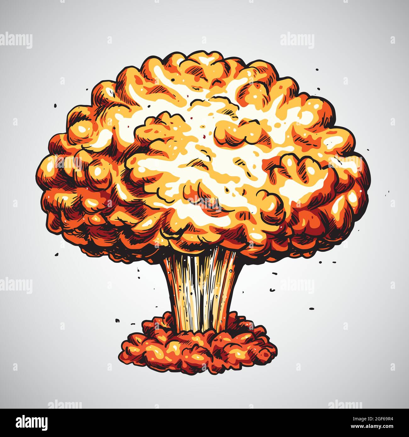 Esplosione nucleare. Illustrazione della nuvola di funghi della bomba atomica Illustrazione Vettoriale