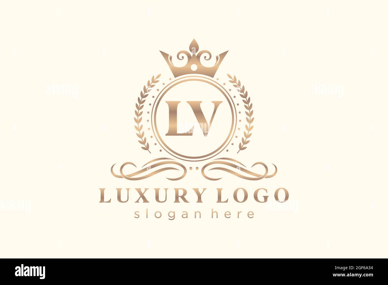 Modello LV Letter Royal Luxury Logo in Vector Art per ristoranti, Royalty, Boutique, caffè, hotel, Araldica, Gioielli, Moda e altri vettori illustratore Illustrazione Vettoriale