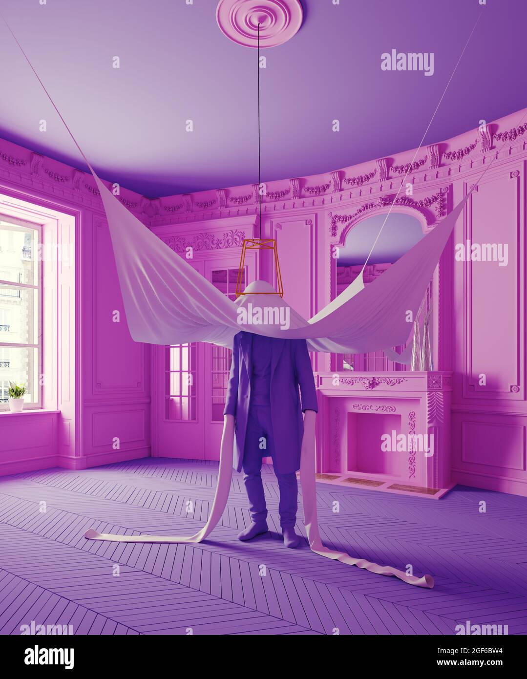 uomo lampadario. illustrazione concettuale creativa 3d Foto Stock