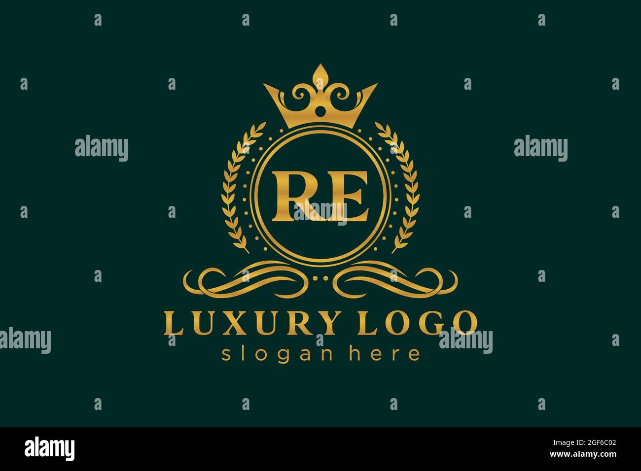 RE Letter Royal Luxury Logo modello in arte vettoriale per Ristorante, Royalty, Boutique, Cafe, Hotel, Araldica, Gioielli, Moda e altri vettori illustratore Illustrazione Vettoriale