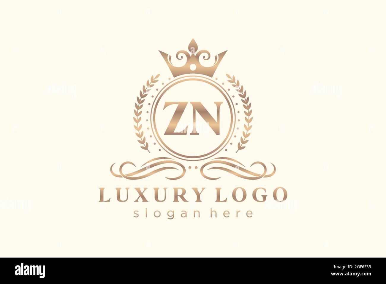 MODELLO ZN Royal Luxury Logo in Vector art per ristoranti, regali, boutique, caffè, hotel, Araldica, Gioielli, Moda e altre illustrazioni vettoriali. Illustrazione Vettoriale