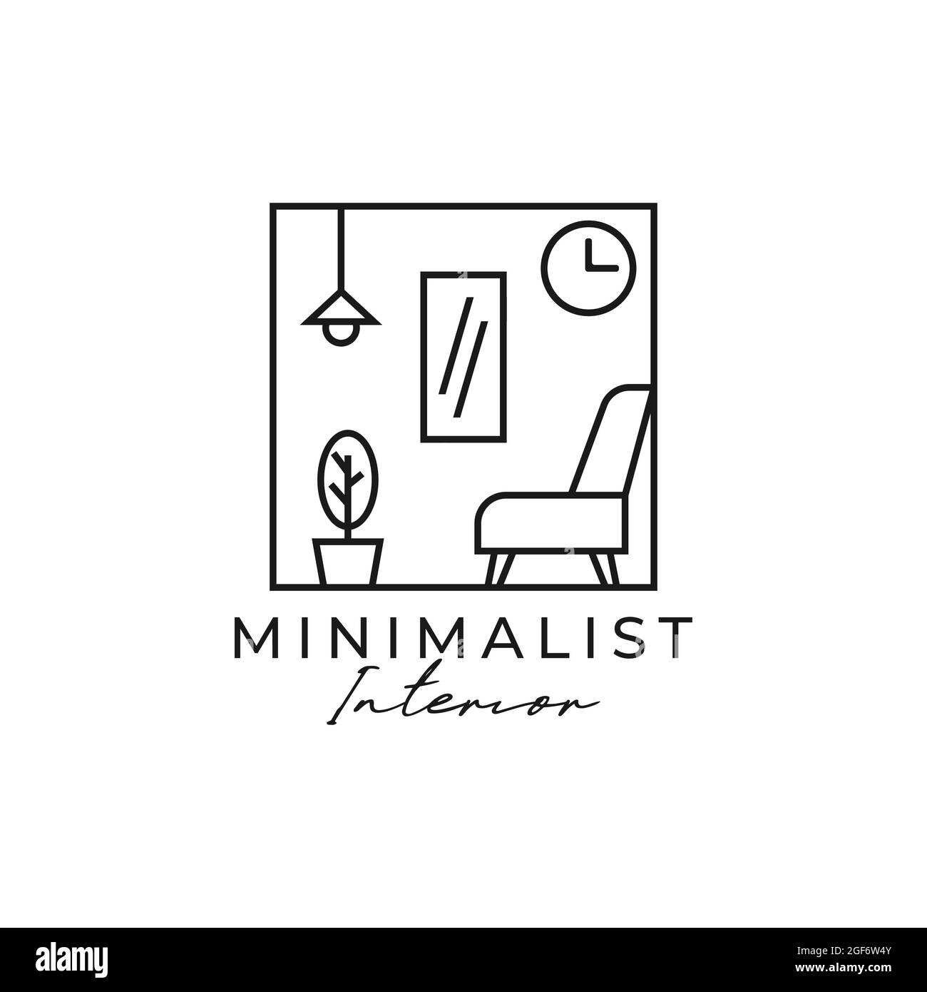 Contorno interno minimalista logo vettore, può essere utilizzato come segni, identità del marchio, logo aziendale, icone, o altri. Illustrazione Vettoriale