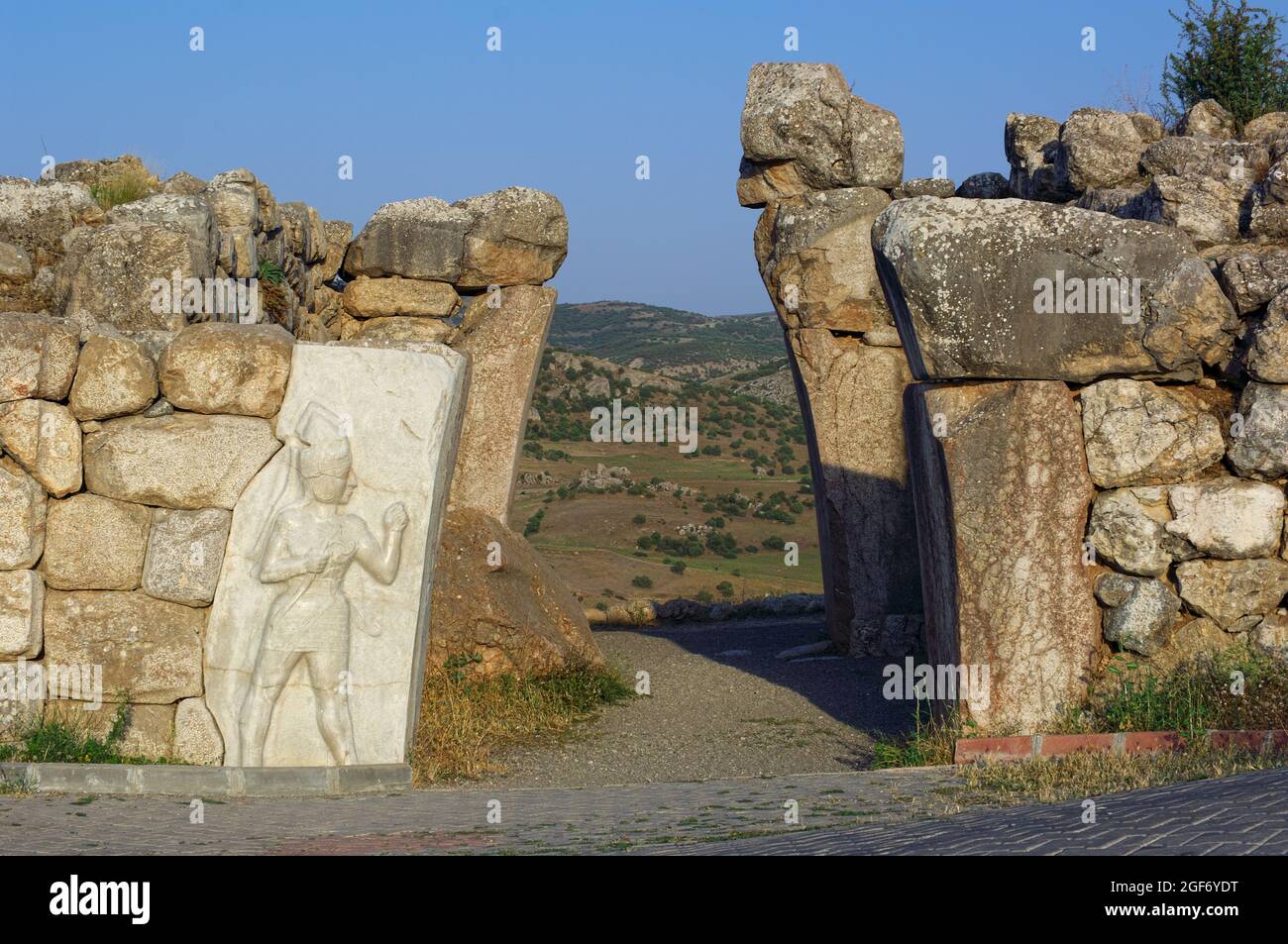 Monumento storico di archeologia in Turchia la porta del Re a Hattusa capitale dell'Impero Hittita, Cappadocia Foto Stock