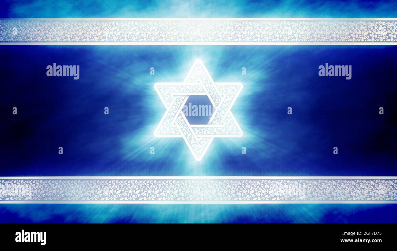 Bandiera di Israele di Nizza con magen david - rendering 3D astratto cgi Foto Stock