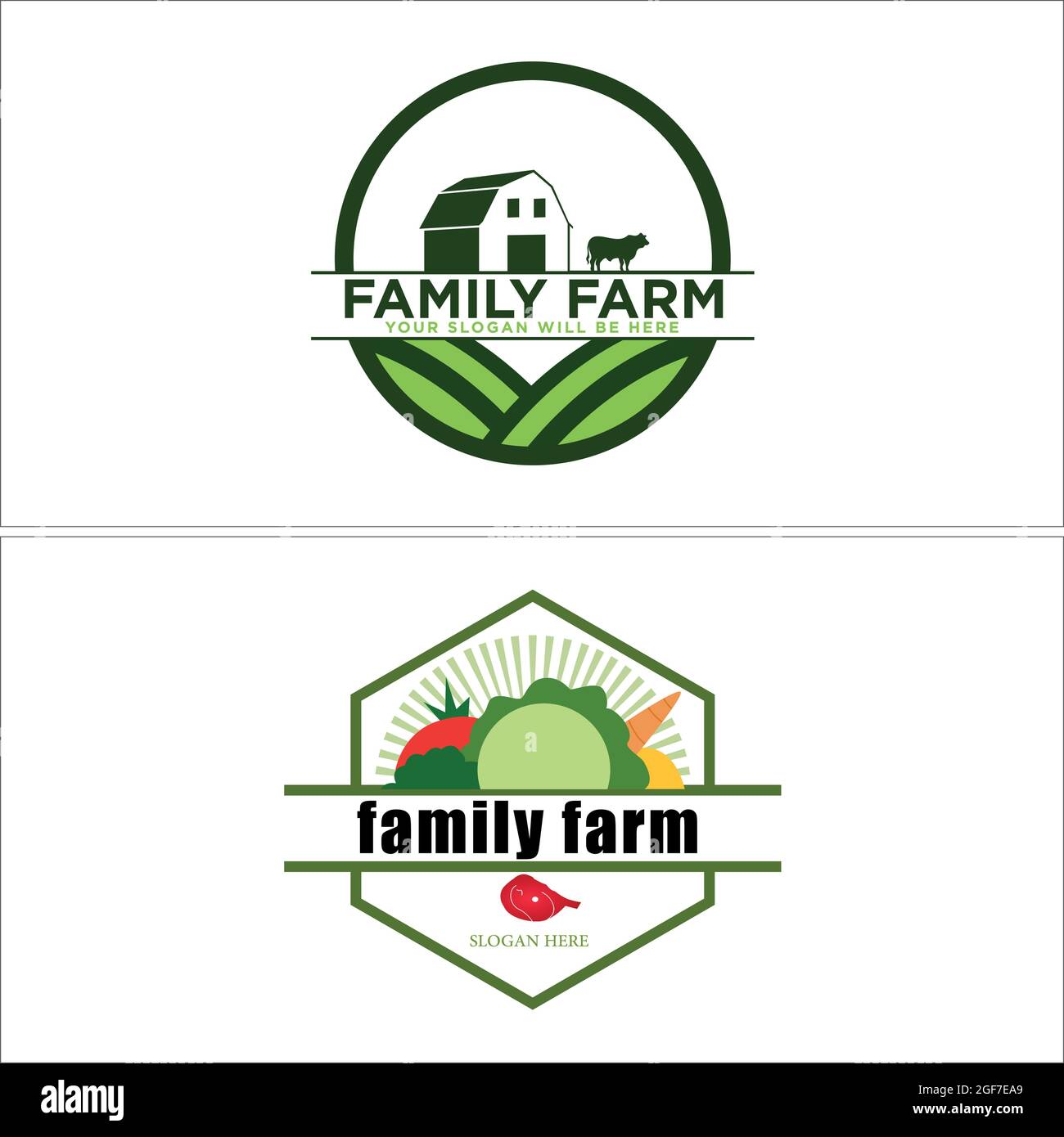 Design del logo della produzione agricola di famiglia Illustrazione Vettoriale