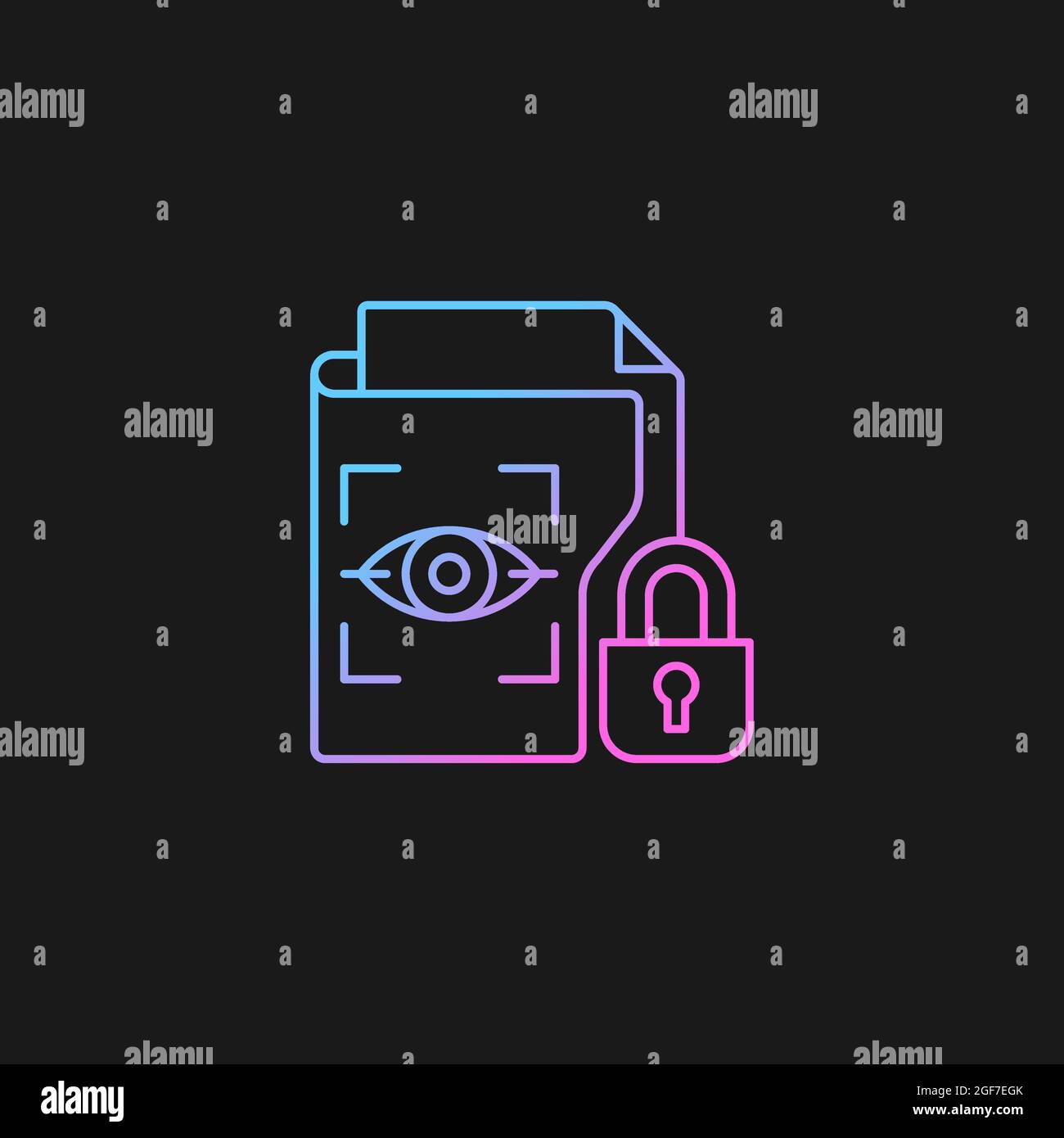 Icona vettore gradiente dati biometrici protetti per tema scuro Illustrazione Vettoriale