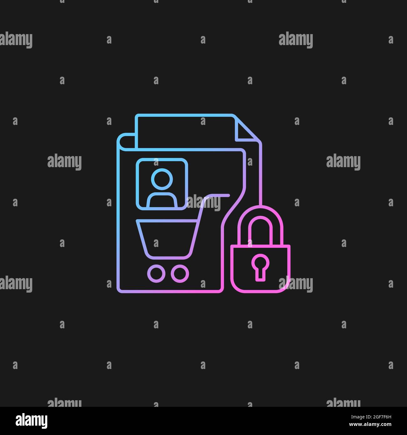Icona vettore gradiente privacy dati cliente per tema scuro Illustrazione Vettoriale