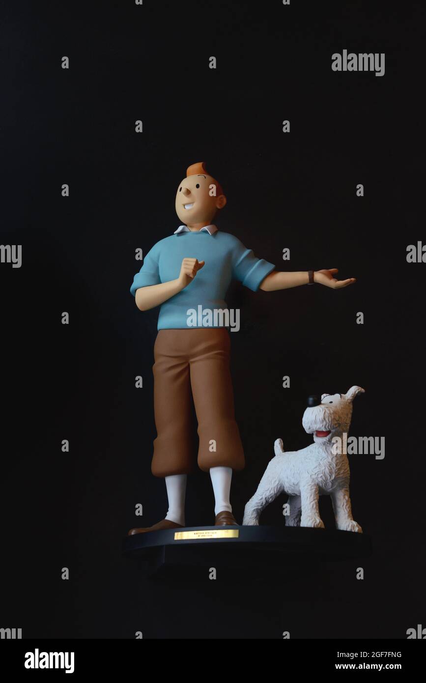 Tintin, personaggi cartoni animati, Bruges, Belgio Foto Stock