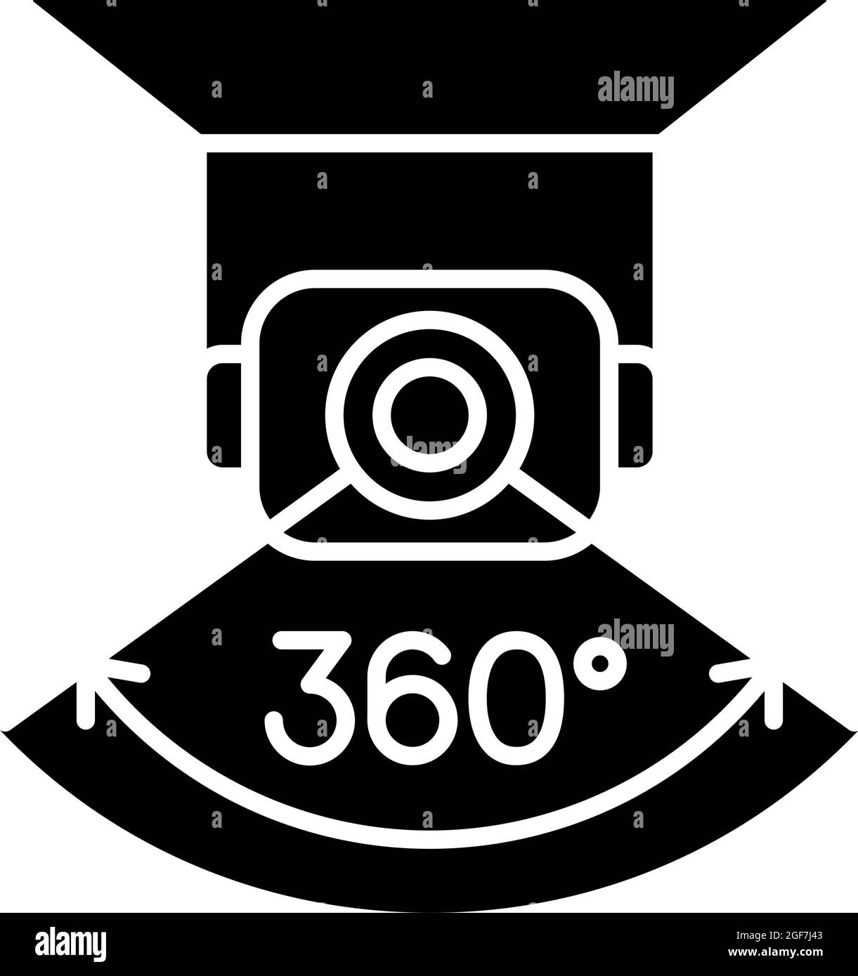 Icona dell'etichetta del manuale glyph nero di rotazione completa della fotocamera Illustrazione Vettoriale