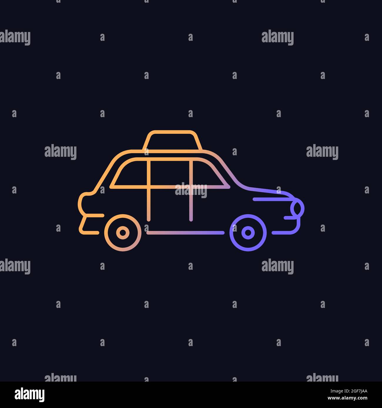 Icona del vettore gradiente CAB di Londra per il tema scuro Illustrazione Vettoriale