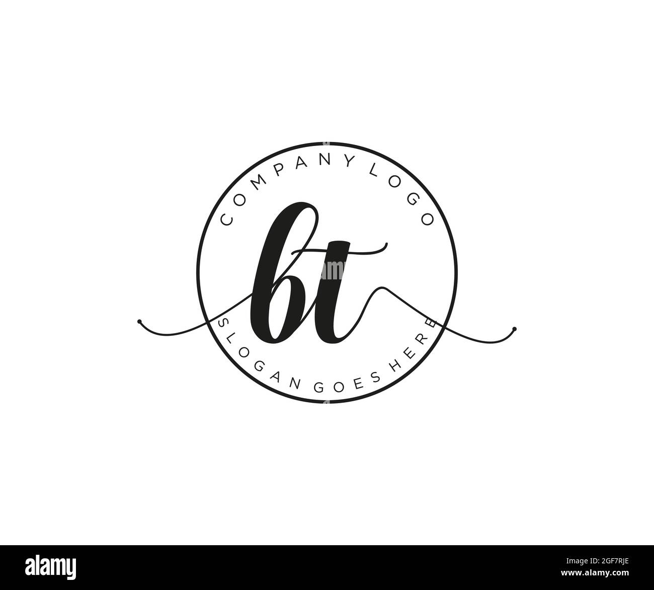 BT monogramma di bellezza del logo femminile e design elegante del logo, logo di scrittura a mano della firma iniziale, matrimonio, moda, floreale e botanico con creativo Illustrazione Vettoriale