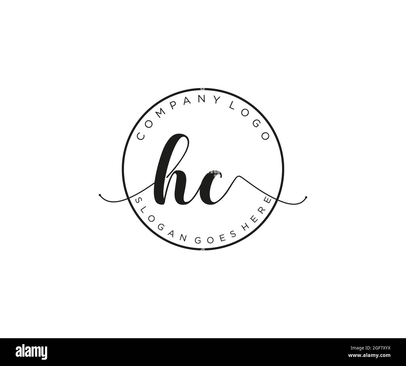 HC monogramma di bellezza del logo femminile e design elegante del logo, logo di scrittura a mano della firma iniziale, matrimonio, moda, floreale e botanico con creativo Illustrazione Vettoriale