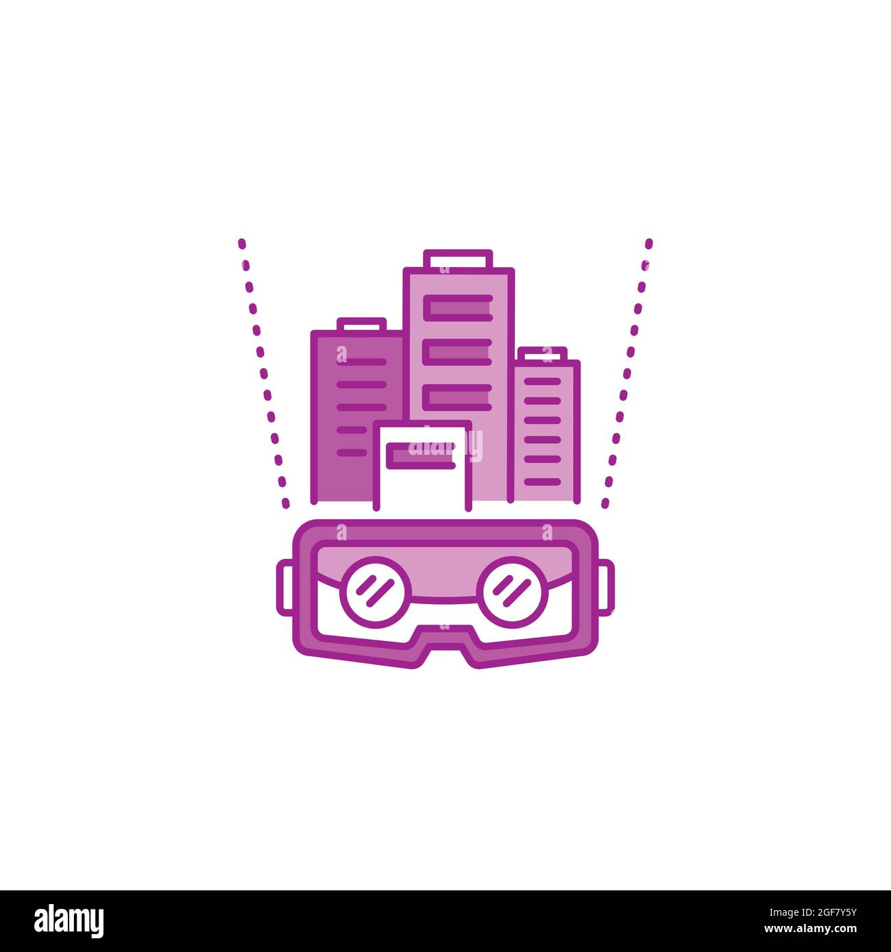 Icona a linea di colore dell'architettura VR. Sviluppo di edifici virtuali. Settore intelligente. Pittogramma per pagina web, app mobile, promo. Elemento di progettazione GUI UI UX. Ed Illustrazione Vettoriale