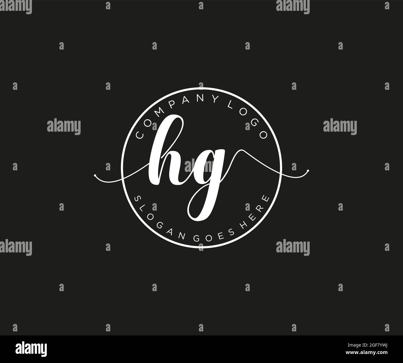 LOGO HG monogramma di bellezza ed elegante logo design, scrittura logo di firma iniziale, matrimonio, moda, floreale e botanica con modello creativo. Illustrazione Vettoriale
