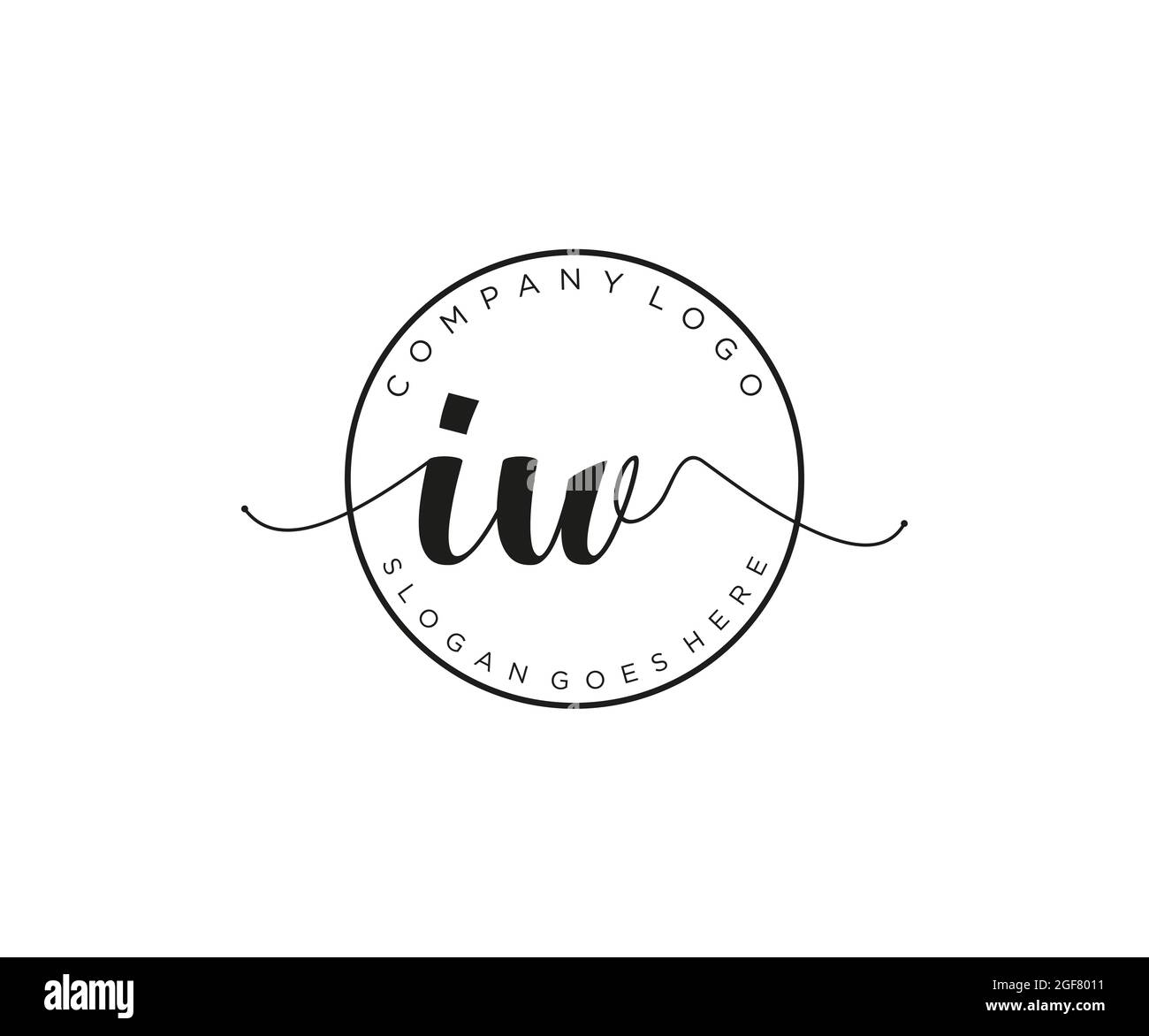 IW monogramma di bellezza del logo femminile e design elegante del logo, logo di scrittura a mano della firma iniziale, matrimonio, moda, floreale e botanico con creativo Illustrazione Vettoriale